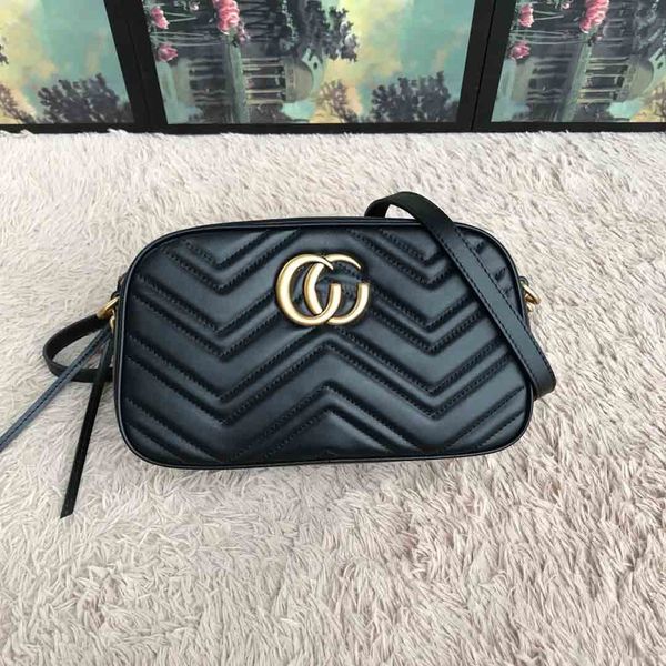 

2021 new family marmont double wavy leather women's one shoulder slant span bag