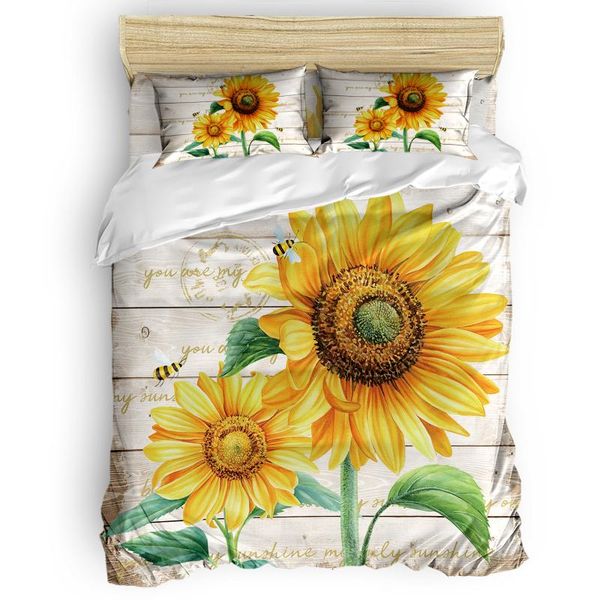 

bedding sets farm flower sunflower bee luxury duvet cover fashion set home decoration bed king size comforter