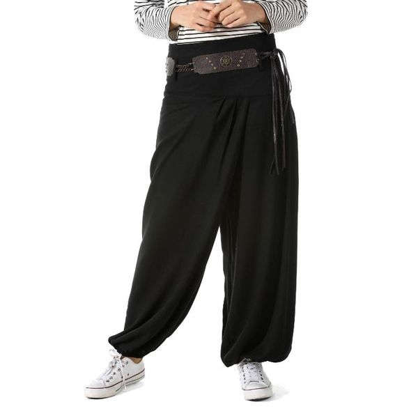 

women's pants & capris hijab belted shalwar, Black;white