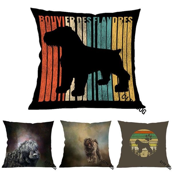 

cushion/decorative pillow flanders shepherd dog painting pographs home decorative sofa thro case 45*45cm square linen cushion cover