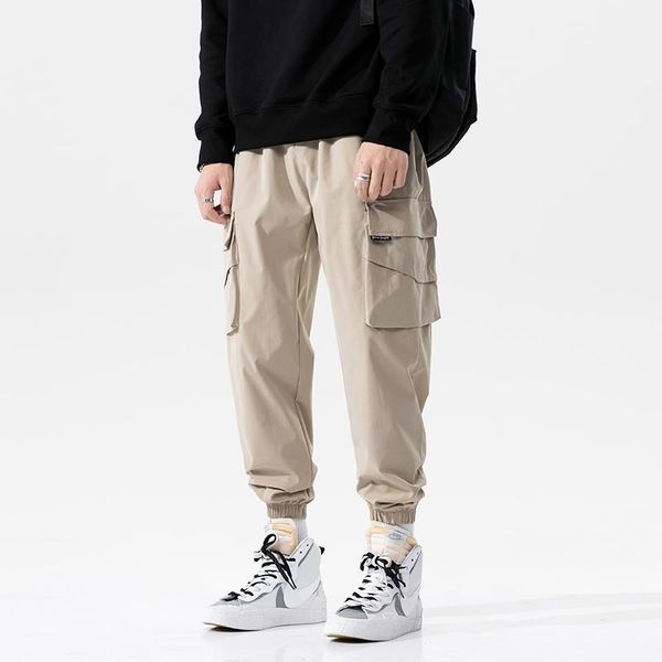 

hip hop men pantalones hombre high street casual cargo pants with many pockets joggers streetwear trousers harajuku men's, Black