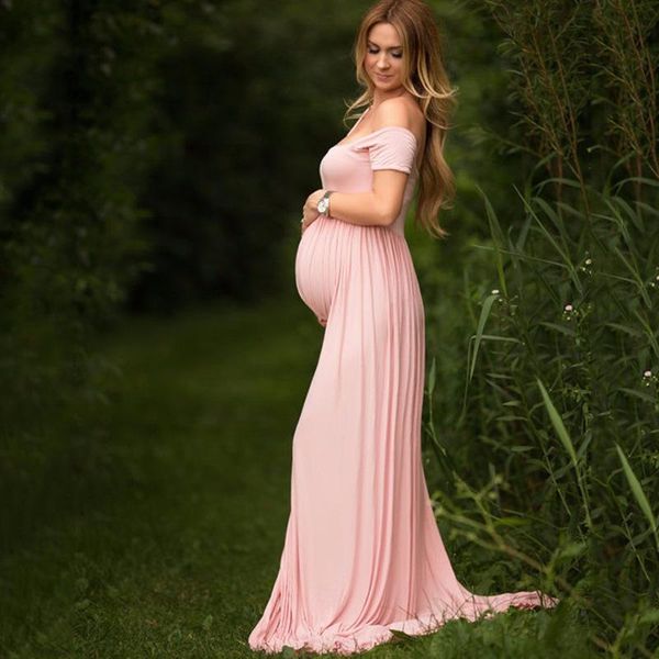 

maternity pography props dresses off shoulder gown for po shoots 2021 women pregnancy dress, White