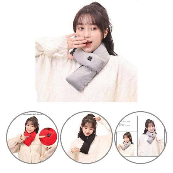 

scarves heating scarf fashion 3 gears solid color low voltage usb heated for men women neck, Blue;gray