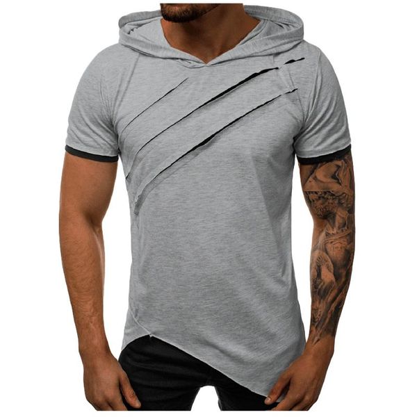 

men's t-shirts 2021 map personality pure color men casual fashion t-shirt short sleeve hooded streetwear man loose tee summer clothes, White;black