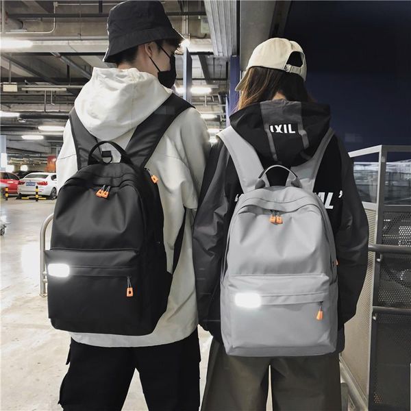 

backpack 2021 reflective oxford cloth simple student schoolbag earphone jack fashion travel bag