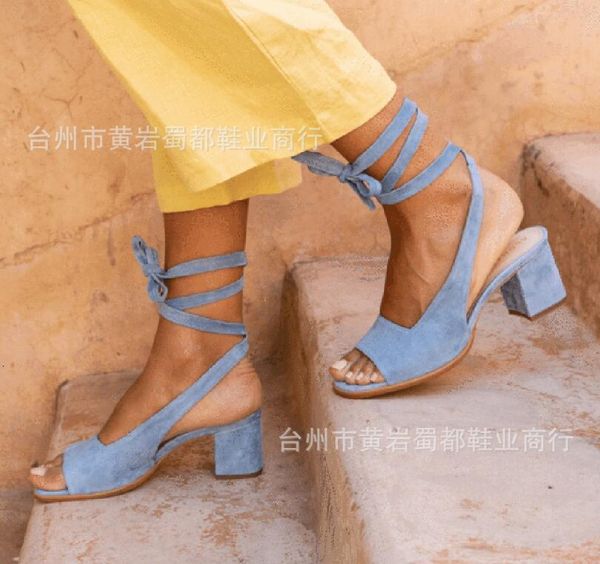 

thick straps ladies open shoes tall sandals toe denim women's sandal suede, Black