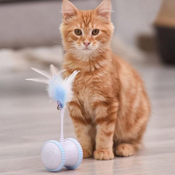 

cat toys pet feather funny stick smart electric balance car toy