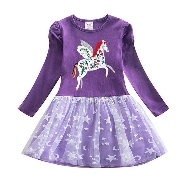 

girl's dresses sma flags long sleeve baby with horse print fashion princess party cotton girls costume selling, Red;yellow