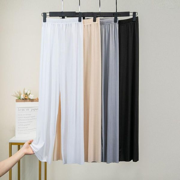 

women's pants & capris hfyf womens ice silk wide-leg with high waist and loose drape in summer thin extended mop the floor, Black;white
