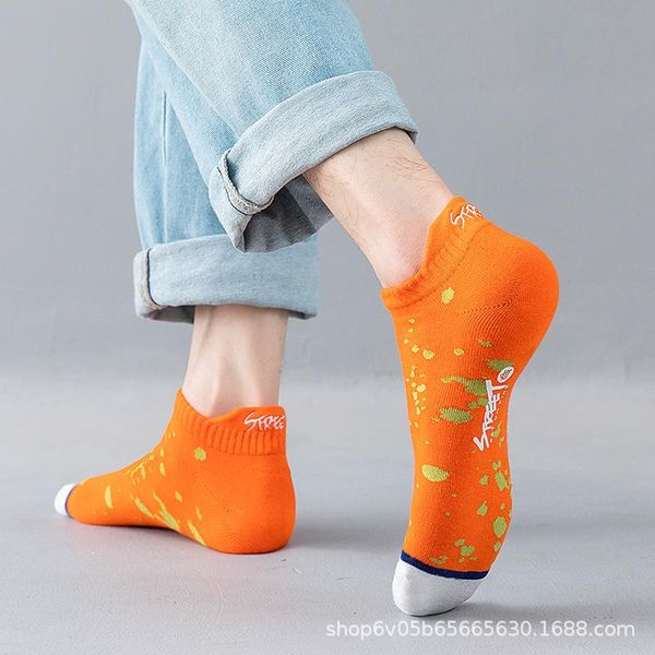 

men's socks summer happy pure cotton thin sports fashion personality versatile low shallow mouth invisible boat 2021, Black