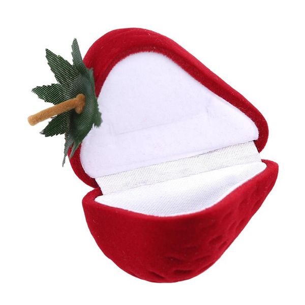 

gift wrap 2021 1pc red strawberry shaped box velvet jewelry ring storage protection bag flocking