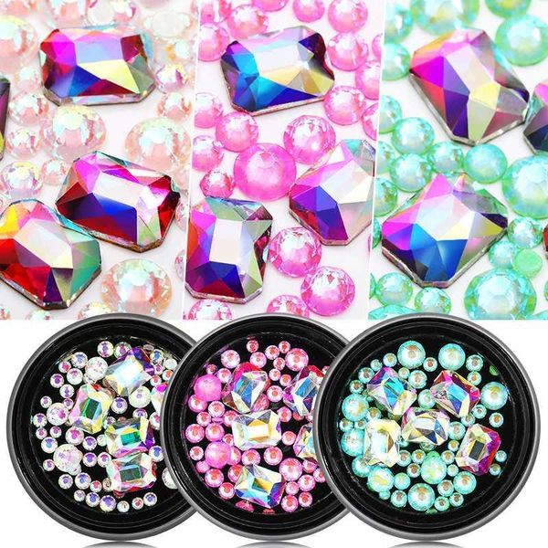 

box nail rhinestones colorful mixed size accessories studs shape 3d art diy design decorations1, Silver;gold
