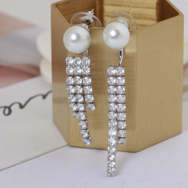 

dangle & chandelier the asymmetry of zircon tasser pearls can be disassembled for both purposes fashion earrings women, Silver