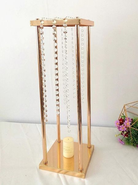 

party decoration 10 pcs/ lot flower vase gold column stand metal road lead wedding centerpiece rack for event