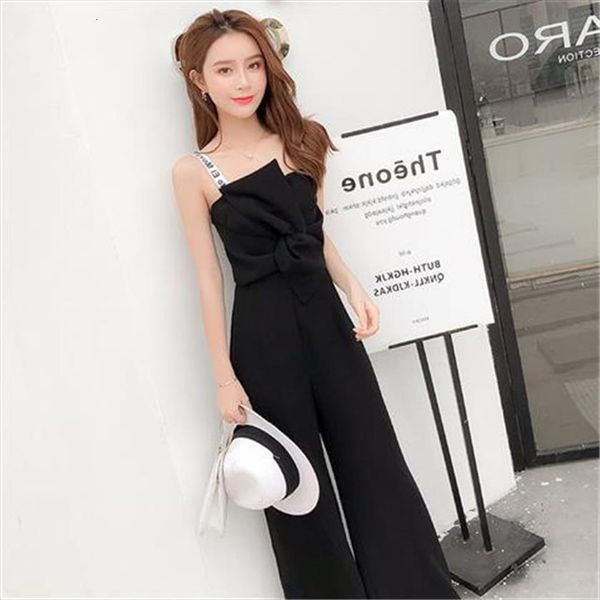 

summer backless beach women jumpsuits strap sleeveless black elegant loose overalls, Black;white
