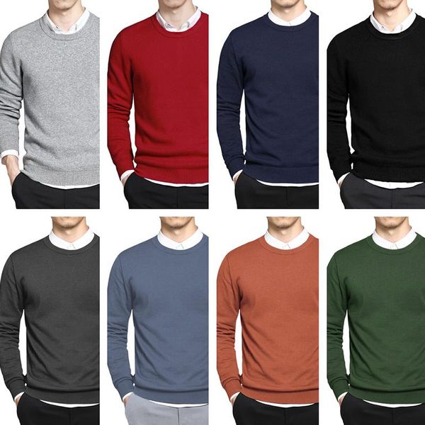 

men's sweaters 2021 6xl men sweater pullovers autumn cotton basic solid slim jumpers spring male knitwear jersey man clothing plus size, White;black