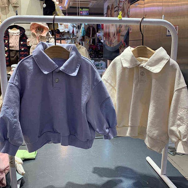 

korean children's autumn and winter new for boys and girls lapel button loose casual sweater boy clothes g1224, Blue