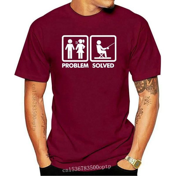 

men's t-shirts fishing problem solved t-shirt funny fisherman gift mens tee novelty casual printing shirt, White;black