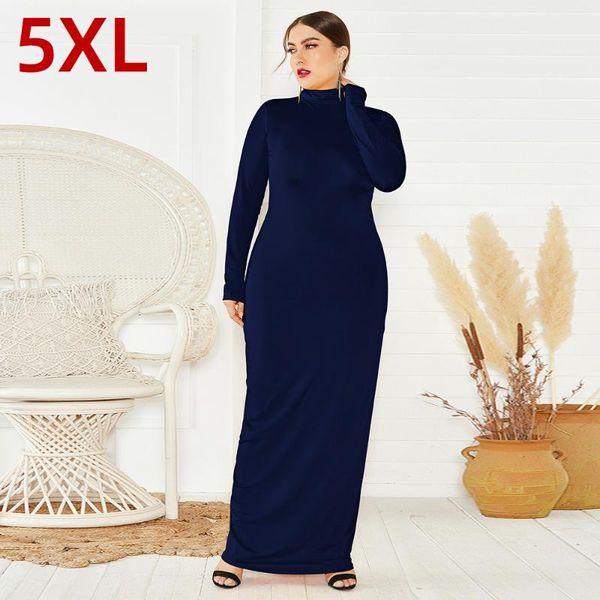 

plus size dresses big dress muslim conservative high-neck long-sleeved long women's fashion blue for women 4xl 5xl