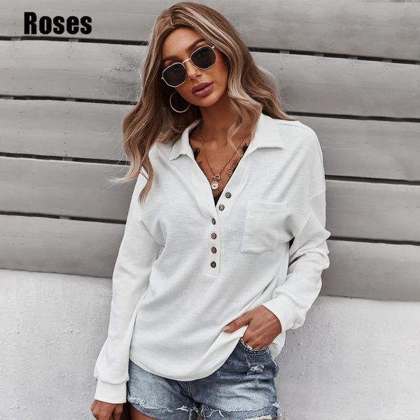 

women's hoodies & sweatshirts 2021 arrival women's v neck shirts long sleeve knit loose fitting warm tee pullovers fashion lightwe, Black