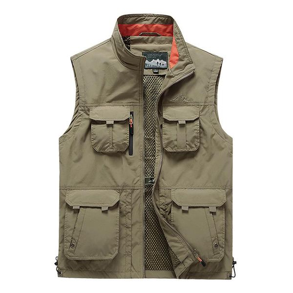 

men's vests summer thin fishing vest men multi pocket tactical sleeveless jacket quick dry breathable reporter hiking trekking waistcoa, Black;white