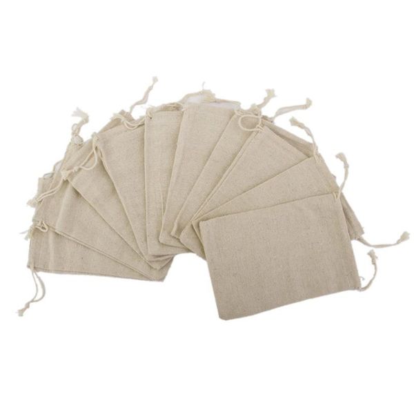 

gift wrap 10pcs linen jute drawstring bags sacks party favors 10 * 14cm