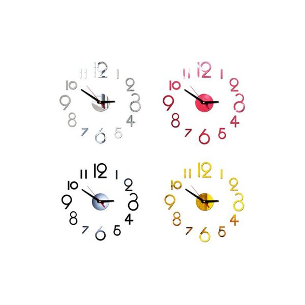 

wall clocks diy 1mm thick sticker clock 3d acrylic round pointer dial mute personality digital art modern home decoration