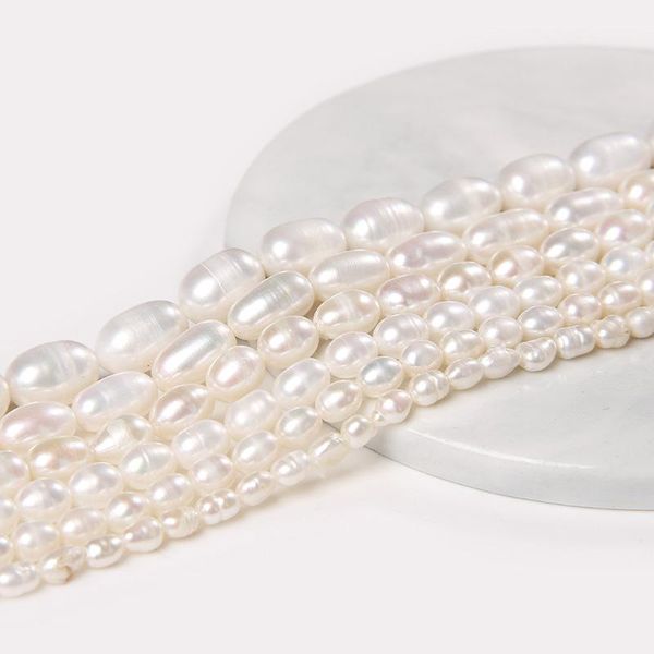 

other 100% natural freshwater pearl beads white rice shape punch loose for diy elegant necklace bracelet jewelry making supply