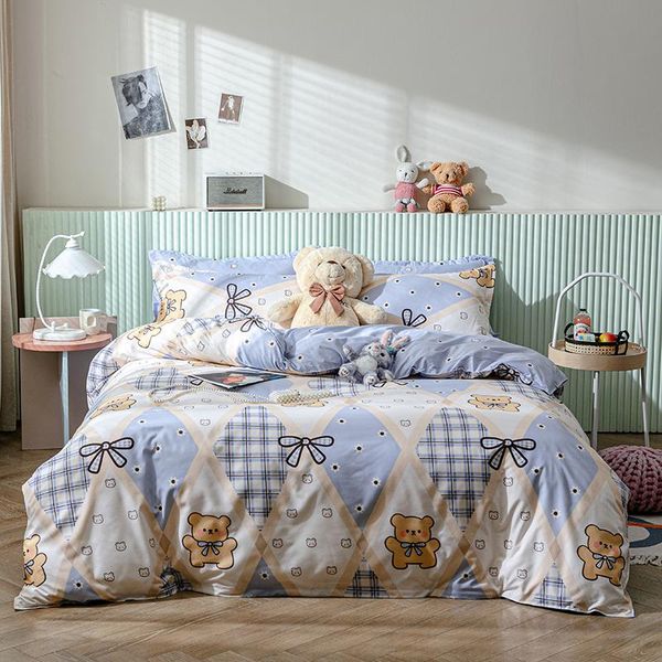 

bedding sets cartoon bear printing duvet cover set flat bed sheet pillowcase 7 size