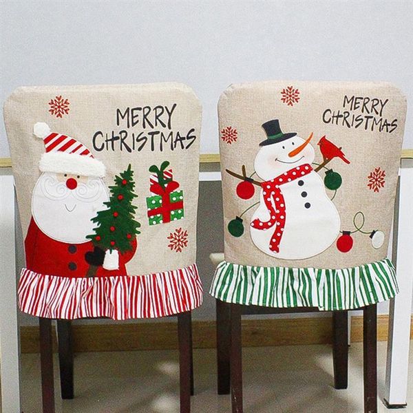 

chair covers christmas embroidery cover snowman santa claus noel merry decor for home 2021 happy year naviidad supplies