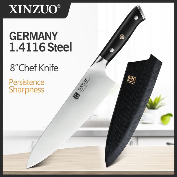 

xinzuo 8.5 inch chef knife high carbon din 1.4116 sicing stainess stee german kitchen knivesmeat toos with ebony hande