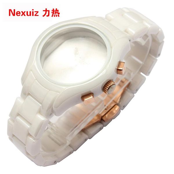 

watch bands the watchbands 18mm,ceramic watchband white diamond for ar1417 man watches bracelet, Black;brown