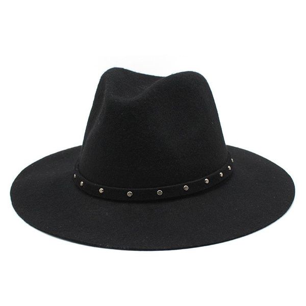 

wide brim hats classic british retro style autumn winter wide-brimmed light board black pure wool hat fashion jazz men's gentleman cap, Blue;gray