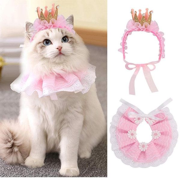 

cat costumes for cats cute lace dog bandanas and crown accessories small dogs pink outfit birthday party