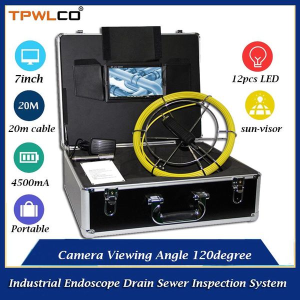 

waterproof 23mm pipe inspection video camera viewing angle 120degree 20m industrial endoscope drain sewer system 7" ip cameras
