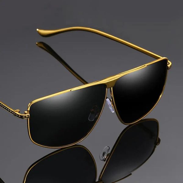 

mens trendy anti-uv metal polarized sunglasses, Black