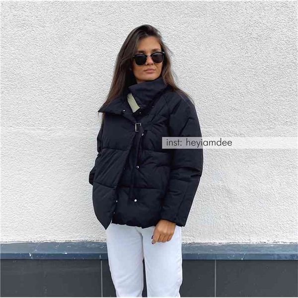 

puffer jacket coat violet short winter women warm cotton s parkas female casual loose outwear korean 210923, Black