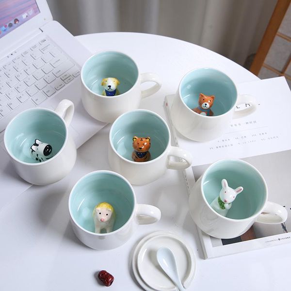 

mugs 3d animals cute ceramic mug coffee cups with handle cow panda frog teacup juice milk tea drinkware gift for girlfriend kid
