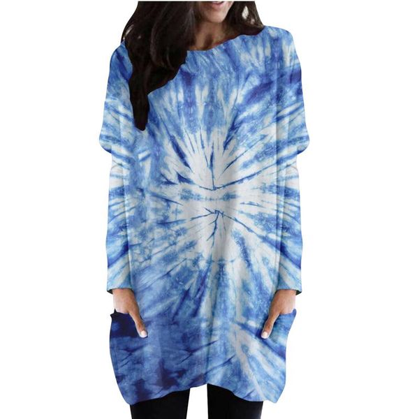 

casual dresses women's fashion comfortable halloween tie-dye printed round neck daily middle loose dress roupas femininas, Black;gray
