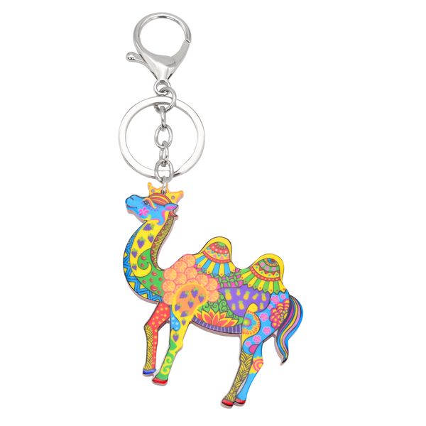 Bonito dos desenhos animados Acrílico Chaveiros Criativo Camelo Animal Chaveiro Jóias Para As Mulheres Crianças Meninas Presente Acessório de Carro