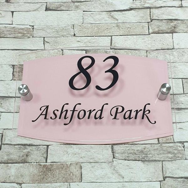 

customized acrylic pink modern house sign door number address contemporary other hardware