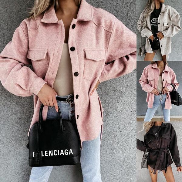 

women's wool & blends european and american style fashion plus size temperament fall/winter banded woolen coat, Black