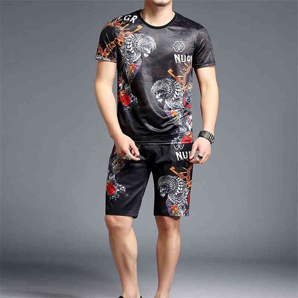 

tracksuits design man summer short sleeve men set two piece men's tracksuit, Gray