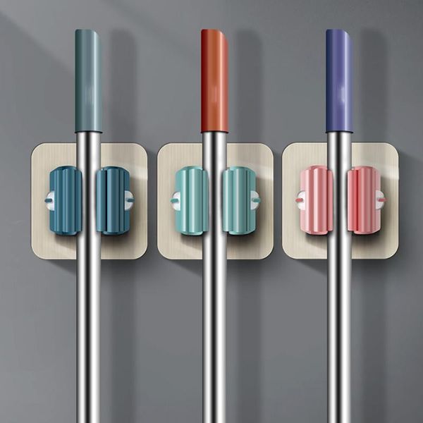 

hooks & rails 1/2/3/5pcs adhesive wall mounted mop holder storage waterproof broom for bathroom kitchen on walls brush rack organizer