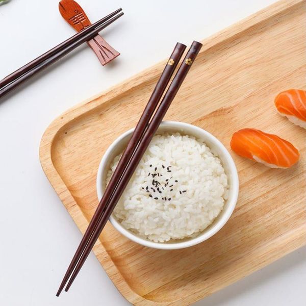 

chopsticks handmade wooden golden cherry blossom pattern natural wood 10 pair/set sushi chinese tableware chop sticks