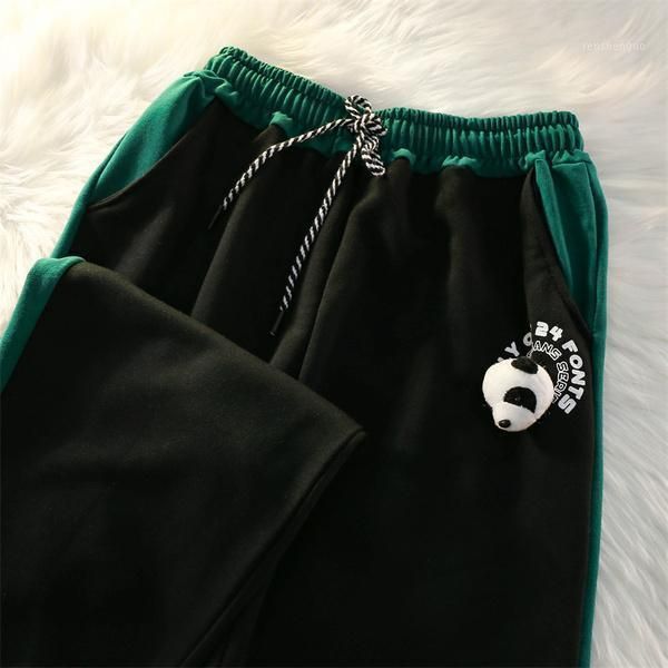 

women's pants & capris real s autumn loose slimming patchwork sports, Black;white