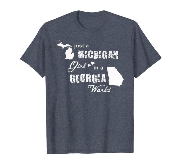 

just a michigan girl in a georgia world t-shirt, White;black