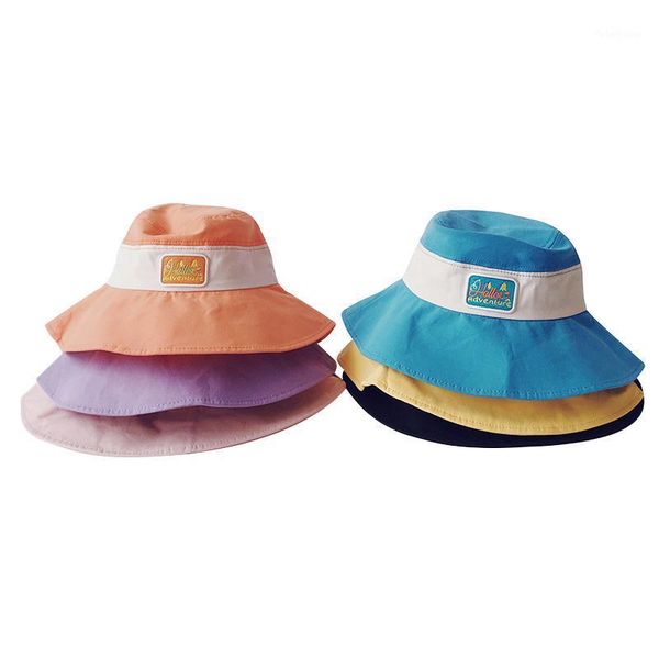 

summer baby hat cotton kids panama bucket wide brim outdoor travel beach girls boys sun fisherman cap 1 pc1, Yellow