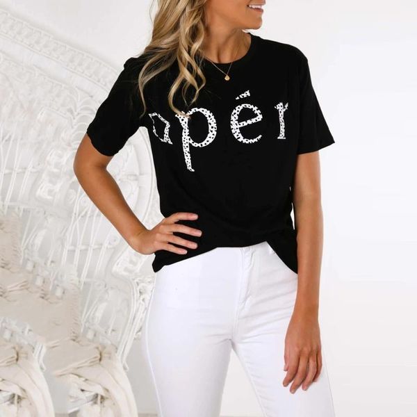 

women's t-shirt harajuku t shirt women letter print o neck pullover short sleeve camisetas de mujer ropa #zj, White