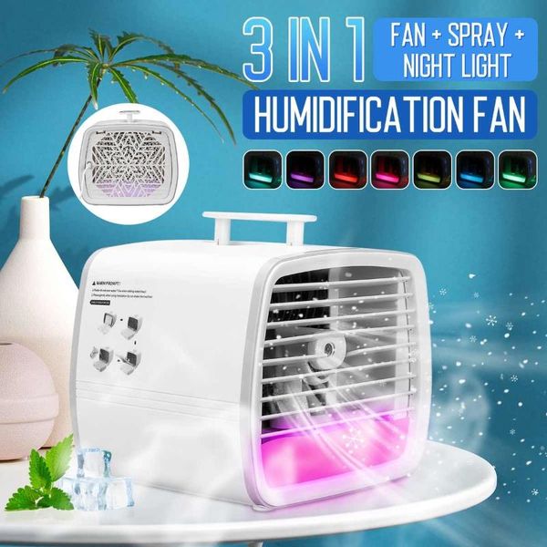 

electric fans 3 in1 fan portable air conditioner&humidifier&night light usb table conditioner refill mini for office bedroom